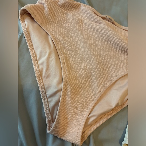 Old Navy Ribbed Pink & White Bathing-suit Bottoms High Waist Bikini Bottoms NWOT - Picture 5 of 10